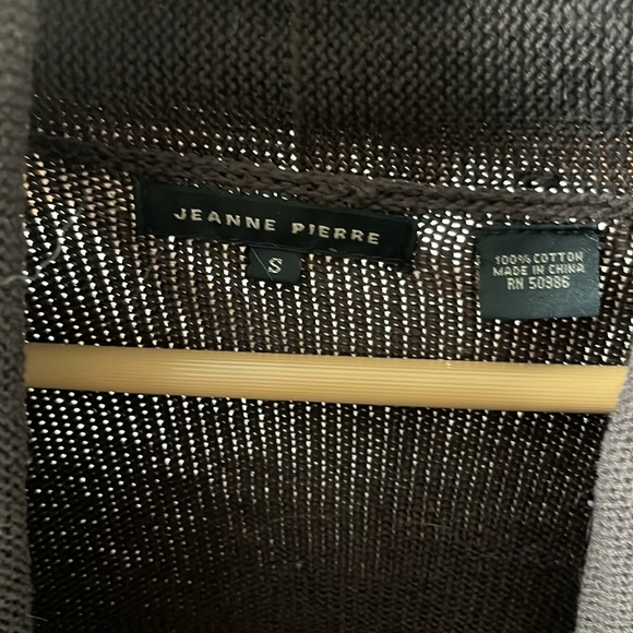 Brown open sweater with ruffle trim hem and sleeves - Picture 5 of 5